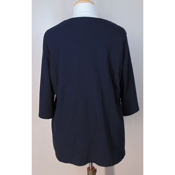 Quacker Factory Tunic Top Womens Size 2x Black / White Embroidered V-Neck S/S - Picture 7 of 10